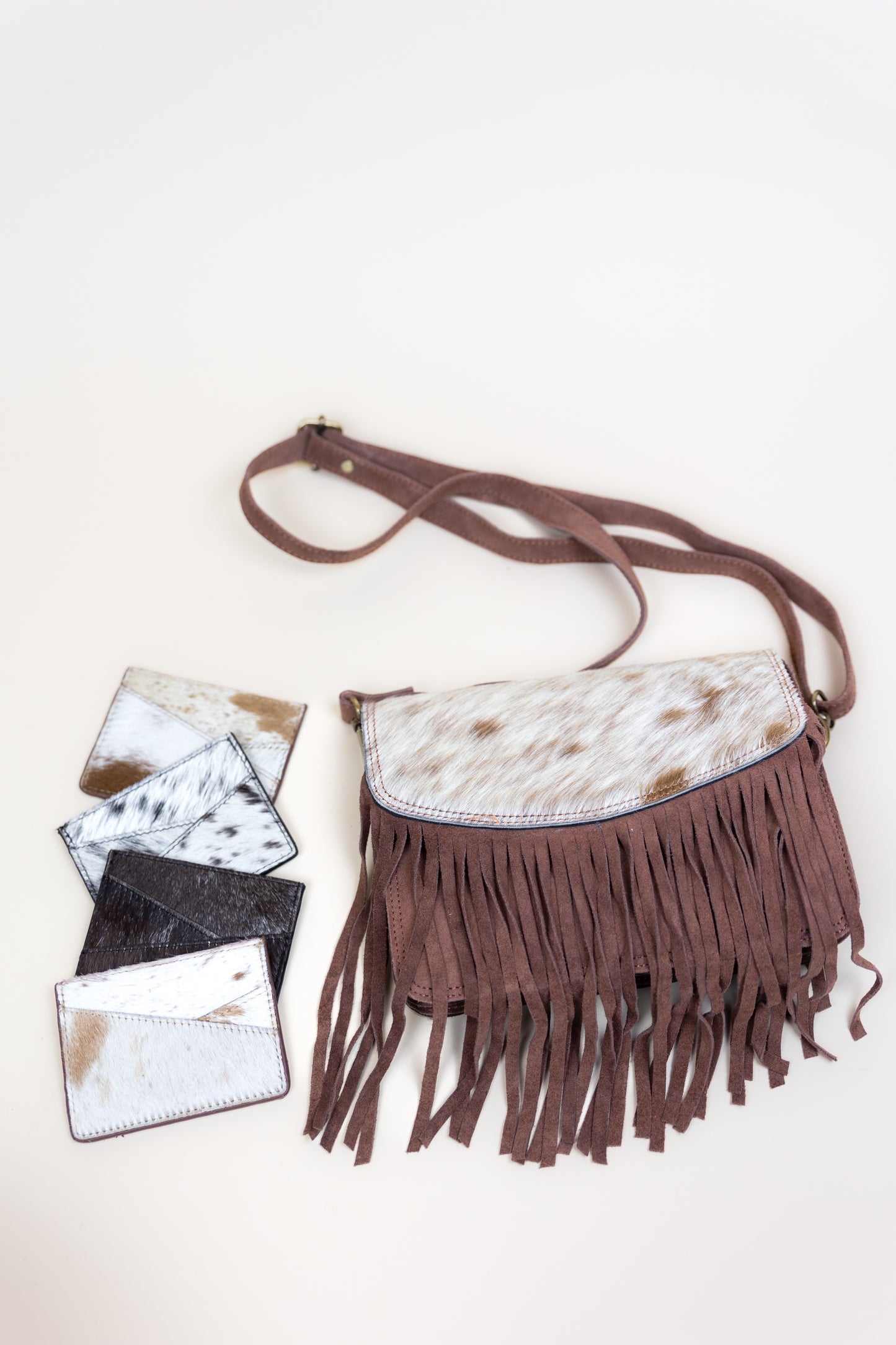 Cowhide & Suede Fringe Crossbody