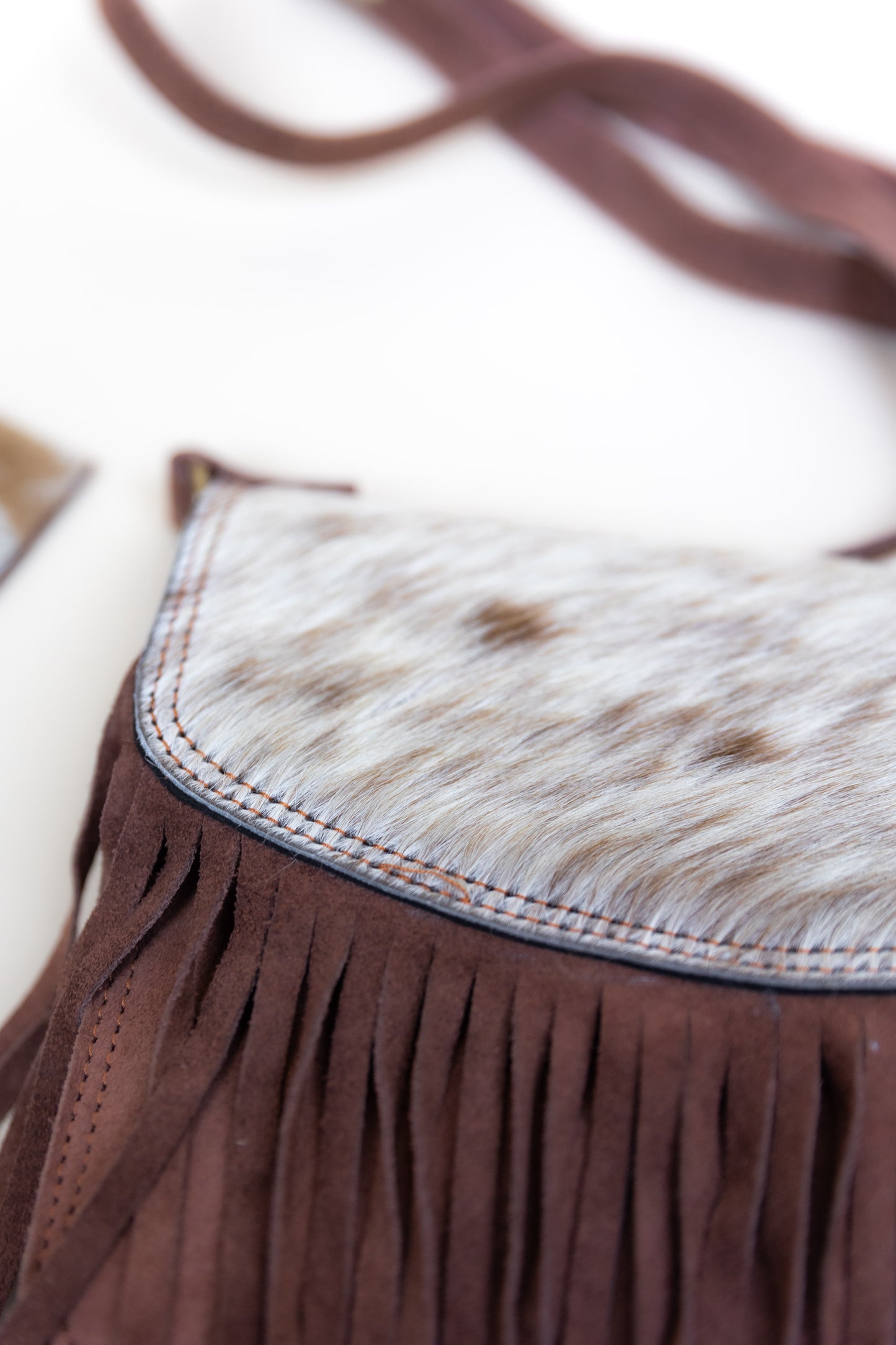 Cowhide & Suede Fringe Crossbody
