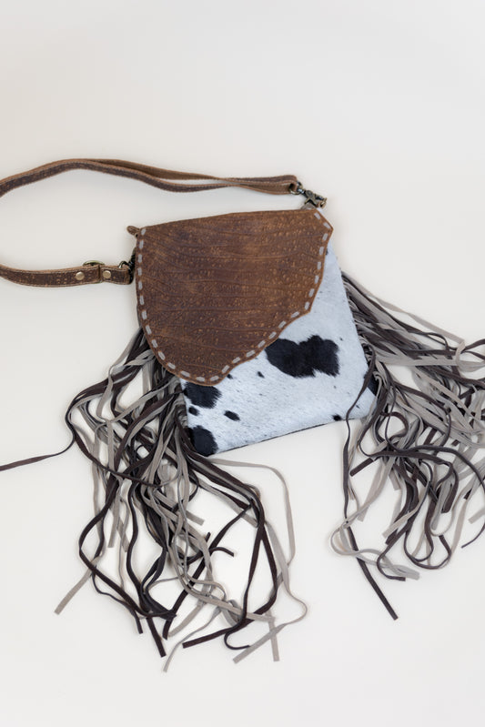 Cowhide & Leather Fringe Crossbody