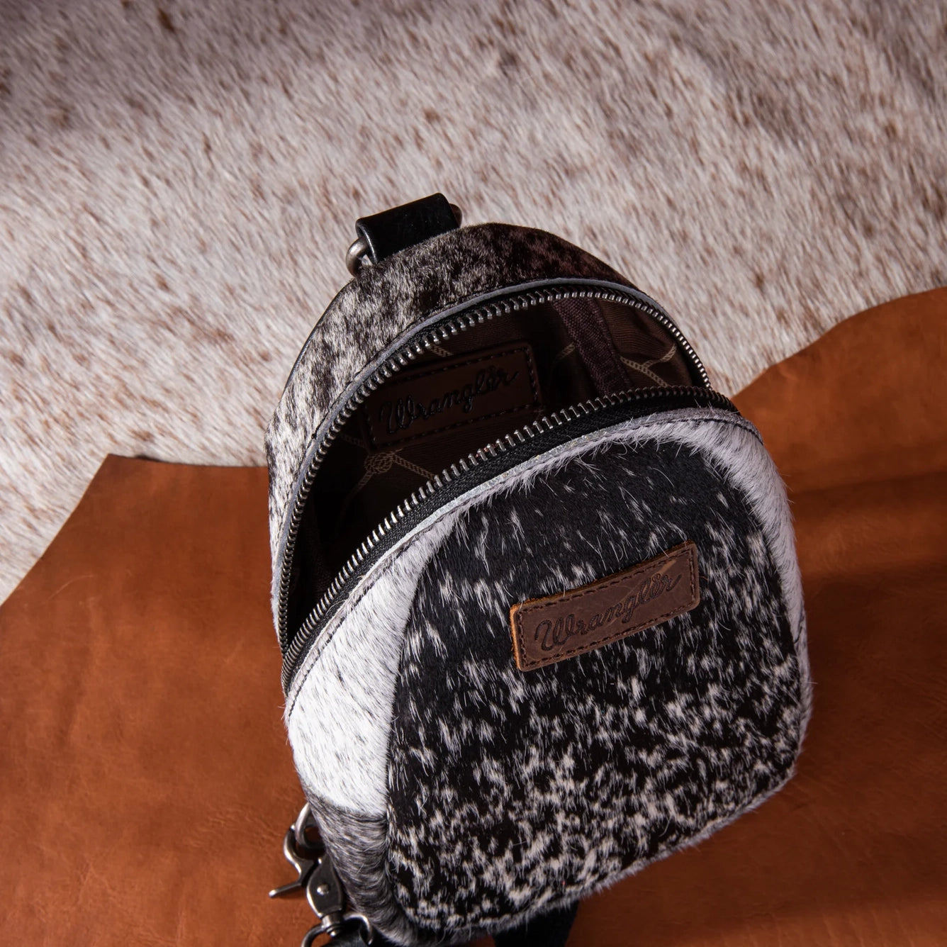 Wrangler Cowhide Crossbody Bag Black